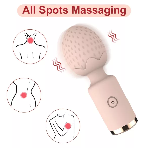 Sunfo Strawberry - vízálló mini wand masszírozó vibrátor (pink)