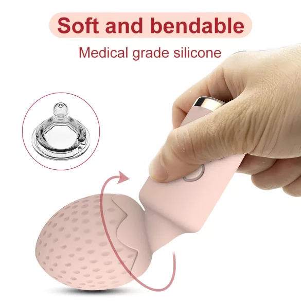 Sunfo Strawberry - vízálló mini wand masszírozó vibrátor (pink)