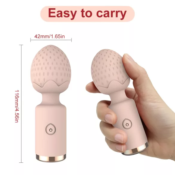 Sunfo Strawberry - vízálló mini wand masszírozó vibrátor (pink)
