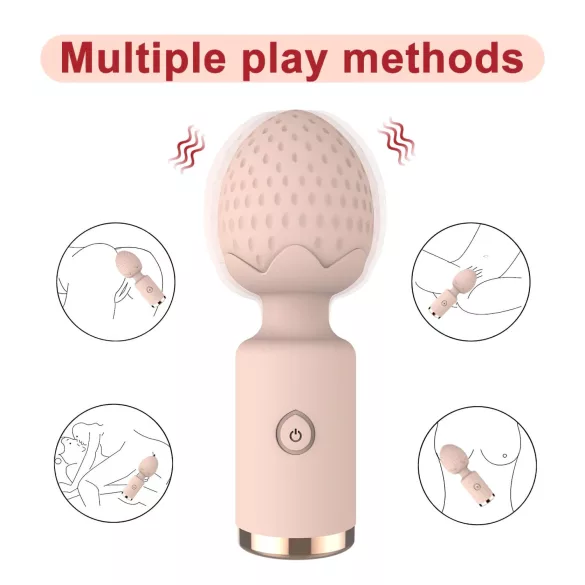 Sunfo Strawberry - vízálló mini wand masszírozó vibrátor (pink)