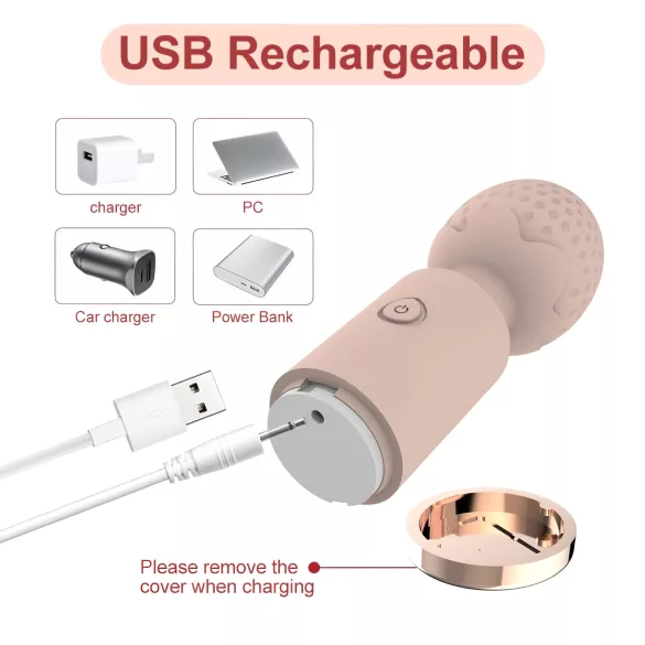 Sunfo Strawberry - vízálló mini wand masszírozó vibrátor (pink)