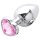 Sunfo - fém anál plug szív alakú kővel (ezüst-pink)
