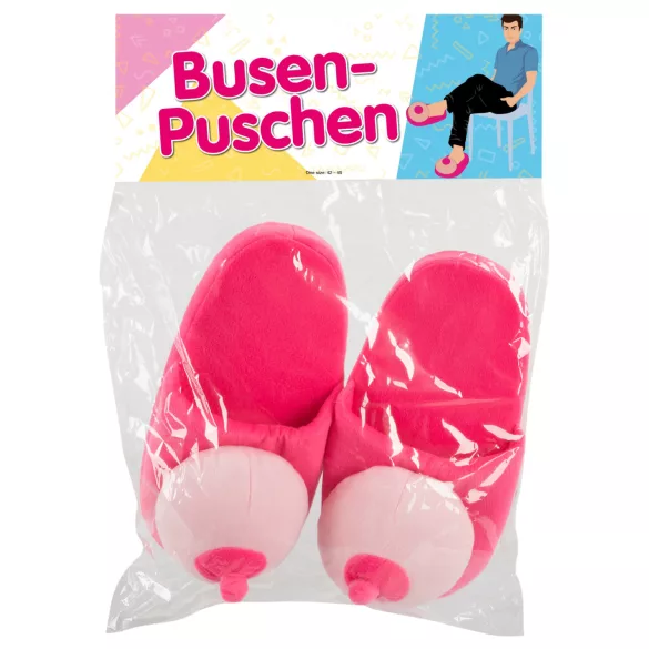 Plüss papucs rózsaszín - mellformájú (42-45)