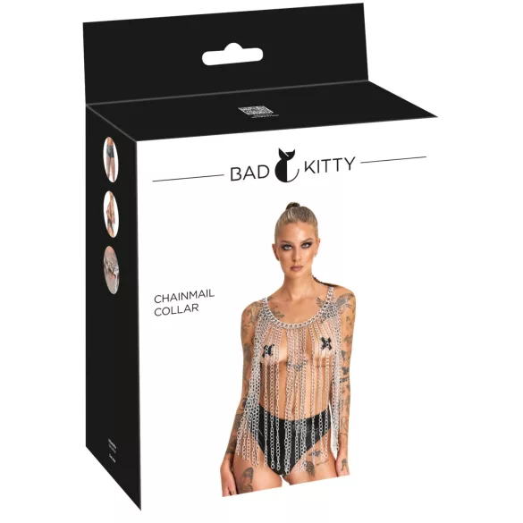 Bad Kitty - uniszex láncszem nyakörv és öv (ezüst)