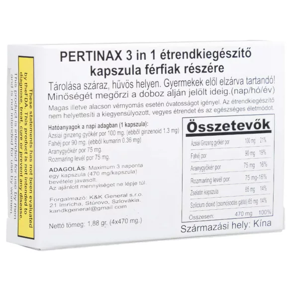 Pertinax 3in1 Plus - étrend kiegészítő kapszula férfiaknak (4db)