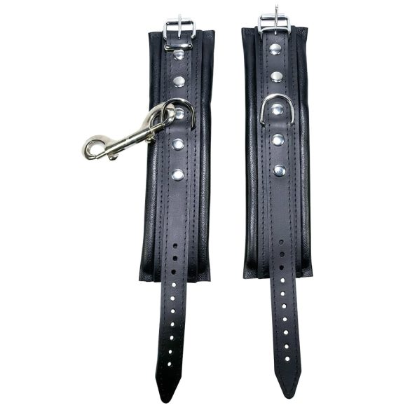 ZADO - bőr csukló bilincs és karabiner (fekete)