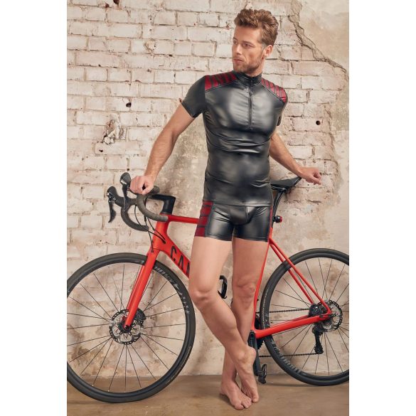 NEK - piros betétes, cipzáras férfi felső (fekete)