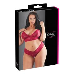 Cottelli Plus Size - puha csipke melltartó szett (piros) Cottelli Plus Size - puha csipke melltartó szett (piros)