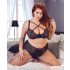 Cottelli Plus Size - keresztpántos melltartó és bugyi (fekete)