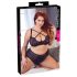 Cottelli Plus Size - keresztpántos melltartó és bugyi (fekete)