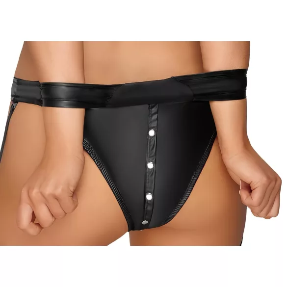 Cottelli Bondage - fényes melltartó szett bilincsekkel (fekete)