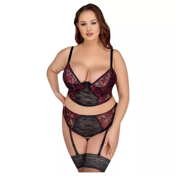 Cottelli Plus Size - állítható melltartó szett (piros)