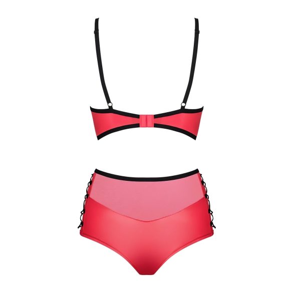 Obsessive Leatheria - bőr hatású melltartó szett (piros) - S/M