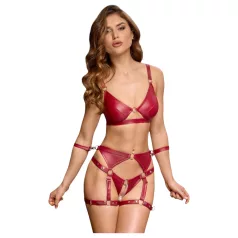   Cottelli Bondage - fényes melltartó szett és kar bilincs (piros)