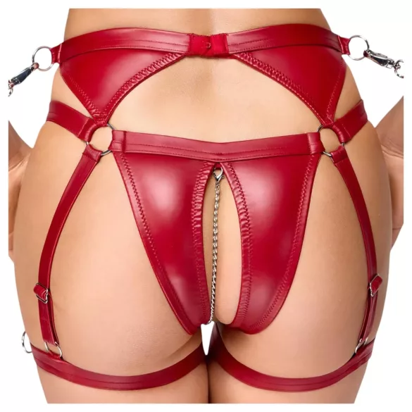 Cottelli Bondage - fényes melltartó szett és kar bilincs (piros)