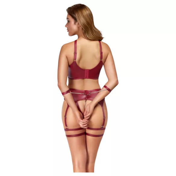 Cottelli Bondage - keresztpántos melltartó szett (piros)