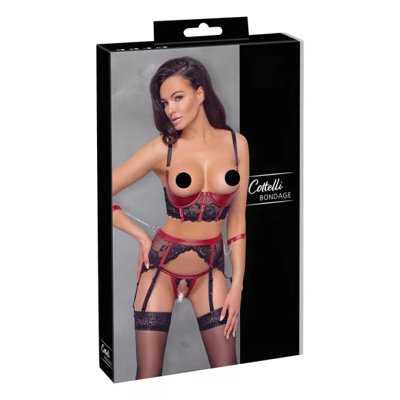 Cottelli Bondage - Matt, csipkés mellemelő szett (piros)