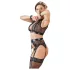 Cottelli Bondage - csipkés fehérnemű szett + bilincs (4 részes)