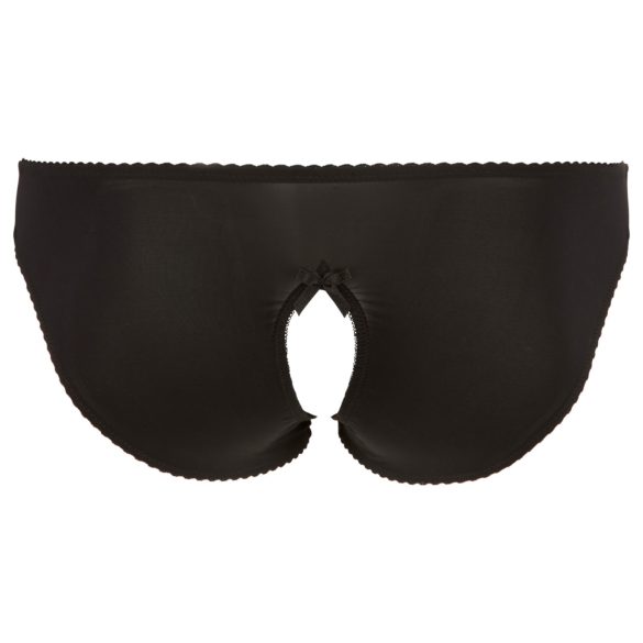 Cottelli Plus Size - csipkés, nyitott bugyi (fekete)