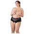 Cottelli Plus Size - csipkés gyöngyös nyitott bugyi (fekete)