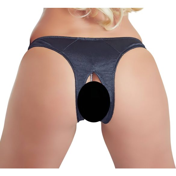 Cottelli - gyöngyös, nyitott virágos női bugyi (fekete)