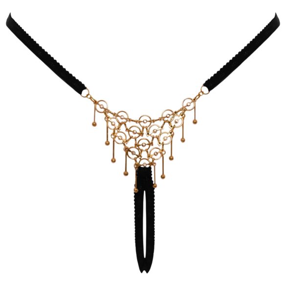 Cottelli - nyitott string tanga dísszel - fekete (S-L)