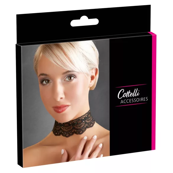 Cottelli - műbőr csipke nyakpánt BDSM jelmez kiegészítő nőknek