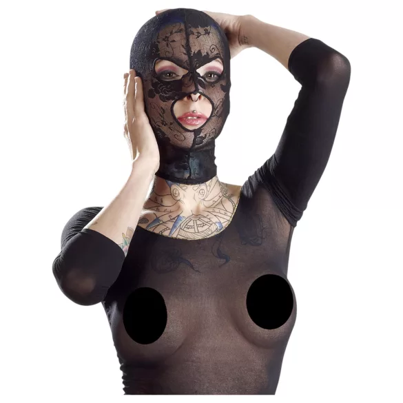 Bad Kitty - csipke szopó maszk, szexi fekete fejmaszk