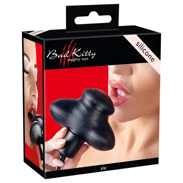 Bad Kitty - pumpálható felfújható szájpecek BDSM játékhoz (fekete)