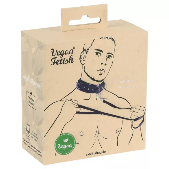 Vegan Fetish - szegecses nyakörv és póráz, bondage szett (fekete)