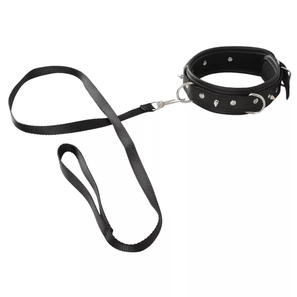 Vegan Fetish - szegecses nyakörv és póráz, bondage szett (fekete)