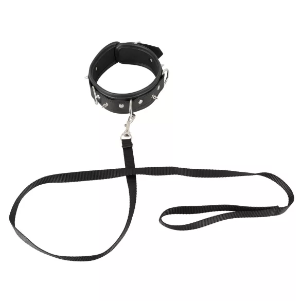 Vegan Fetish - szegecses nyakörv és póráz, bondage szett (fekete)