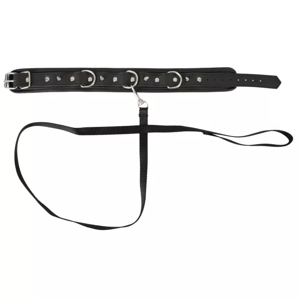 Vegan Fetish - szegecses nyakörv és póráz, bondage szett (fekete)