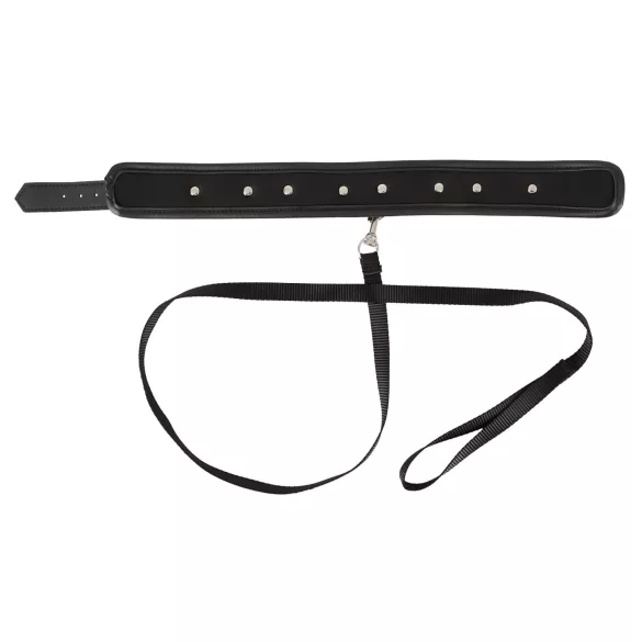 Vegan Fetish - szegecses nyakörv és póráz, bondage szett (fekete)