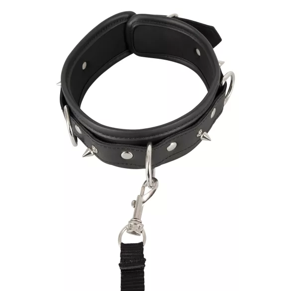 Vegan Fetish - szegecses nyakörv és póráz, bondage szett (fekete)