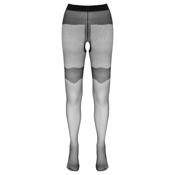 Cottelli - exkluzív mintás, nyitott harisnya (fekete)