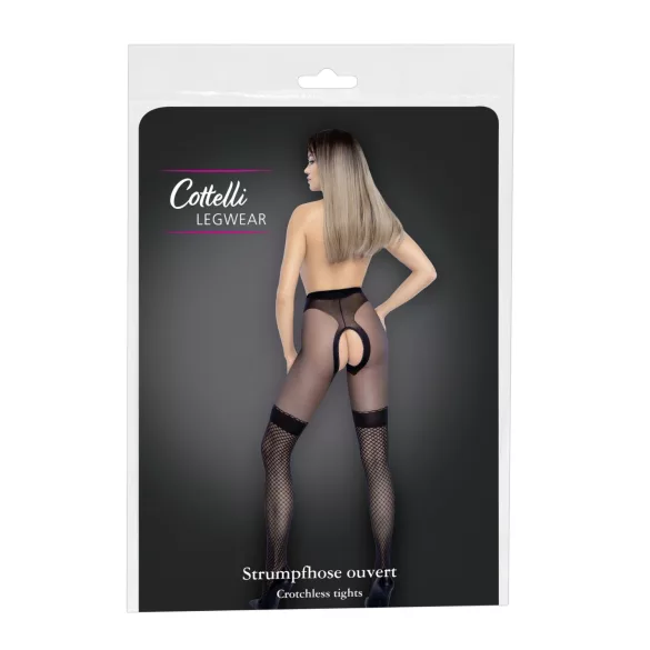 Cottelli - szexi nyitott necc harisnya nőknek (fekete)