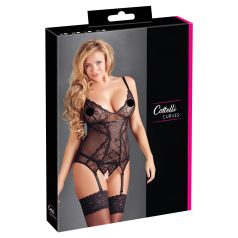 Cottelli - Szalagos, csipkés női felső (fekete) Cottelli - Szalagos, csipkés női felső (fekete)