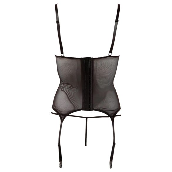 Cottelli - fényes csíkos, átlátszó felső (fekete)