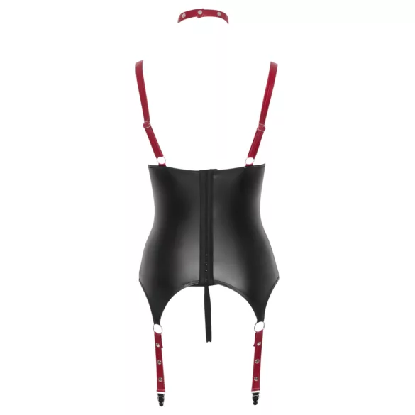 Cottelli Bondage - fényes, push-up felső nyakörvvel (fekete)