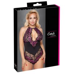 Cottelli Plus Size - virágos body (fekete-lila) Cottelli Plus Size - virágos body (fekete-lila)