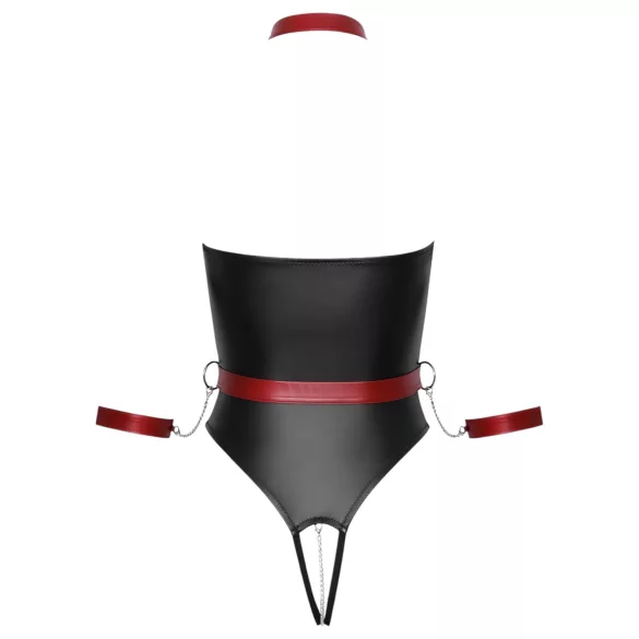 Cottelli Bondage - fényes body és kar bilincs (fekete)