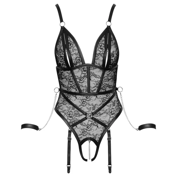 Cottelli Bondage - nyitott body bilinccsel (fekete)