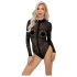 Noir - leopárd mintás, hosszúujjú body (fekete)