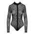 Noir - leopárd mintás, hosszúujjú body (fekete)