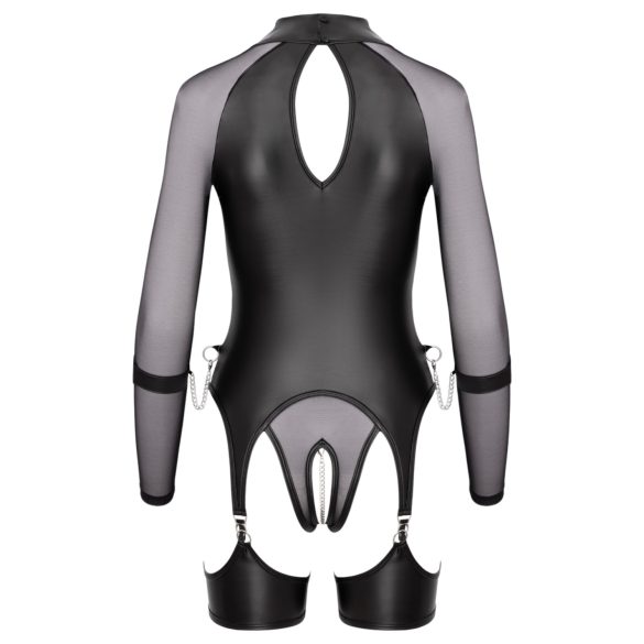 Cottelli Bondage - áttetsző felső bilincsekkel (fekete)