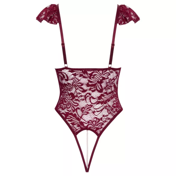 Cottelli - csipkés gyöngyös body (piros)