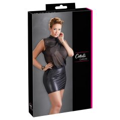 Cottelli Plus Size - fényes chiffon ruha (fekete) Cottelli Plus Size - fényes chiffon ruha (fekete)