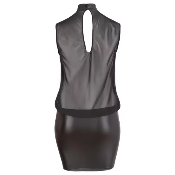 Cottelli Plus Size - fényes sifon szexi ruha nőknek (fekete)