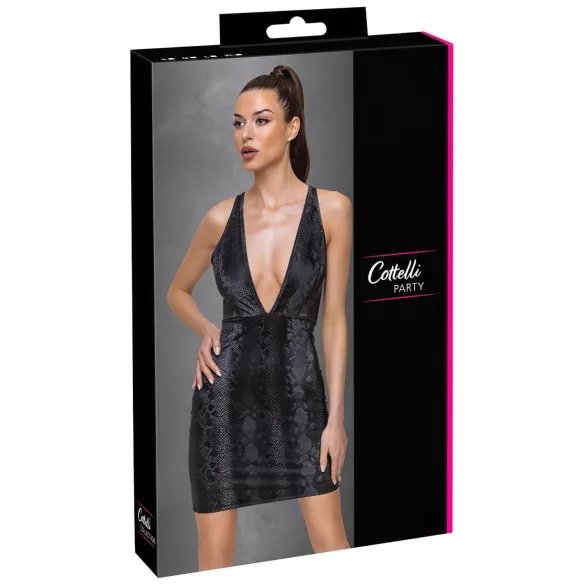 Cottelli Party - kígyóbőr mintás ruha (fekete)